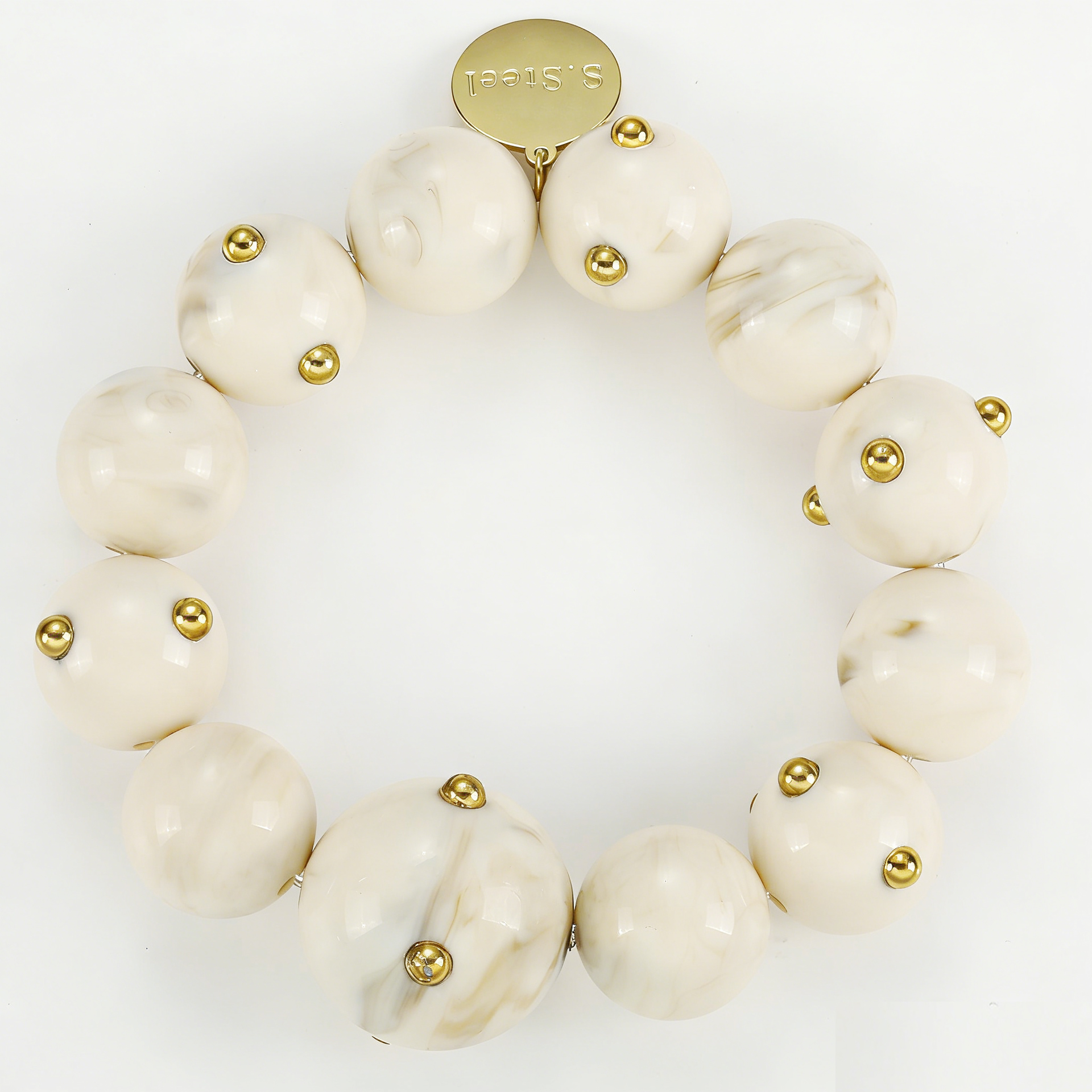Rundes Armband aus Acryl und Edelstahl