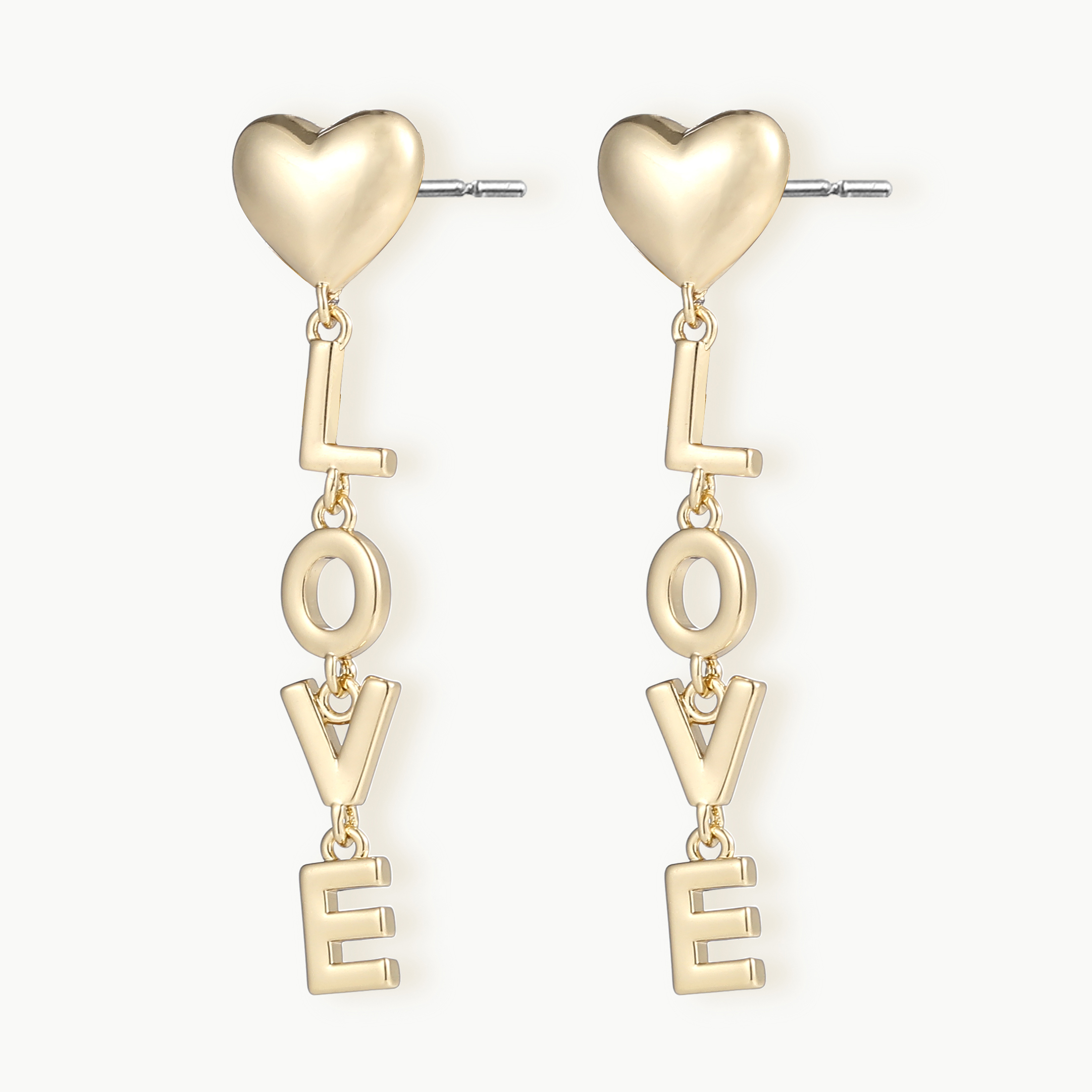 Giuno-Earring-OXO61 Ohrstecker in Herz mit LOVE-Anhänger