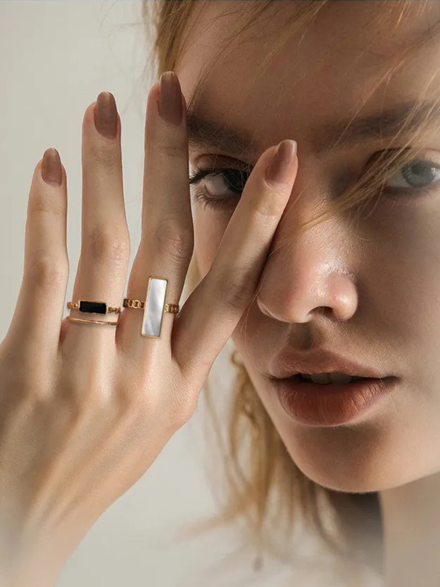 Offener Edelstahlring Perlmutt