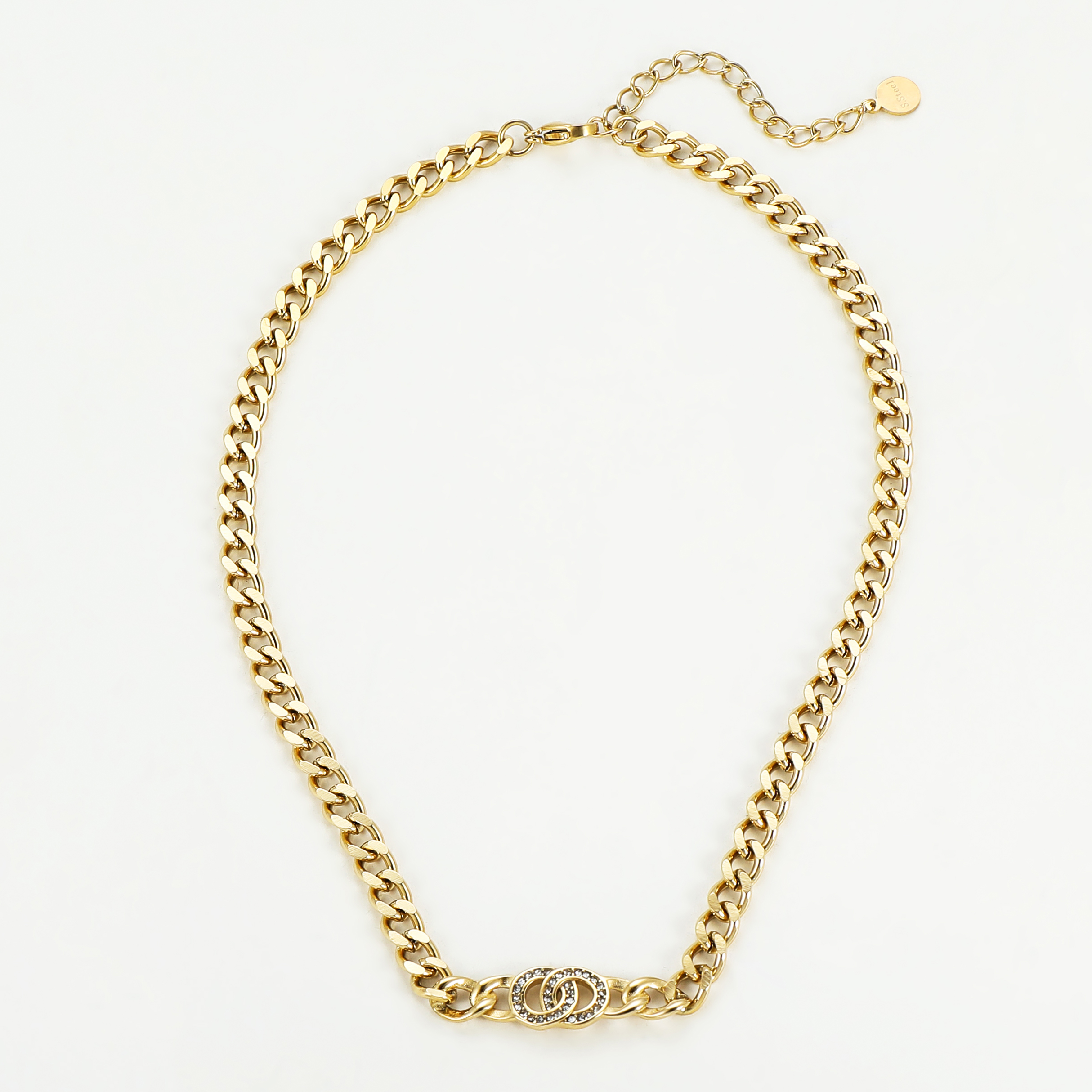 Giuno-Necklace-KTD332-12 Edelstahlkette mit Zirkon