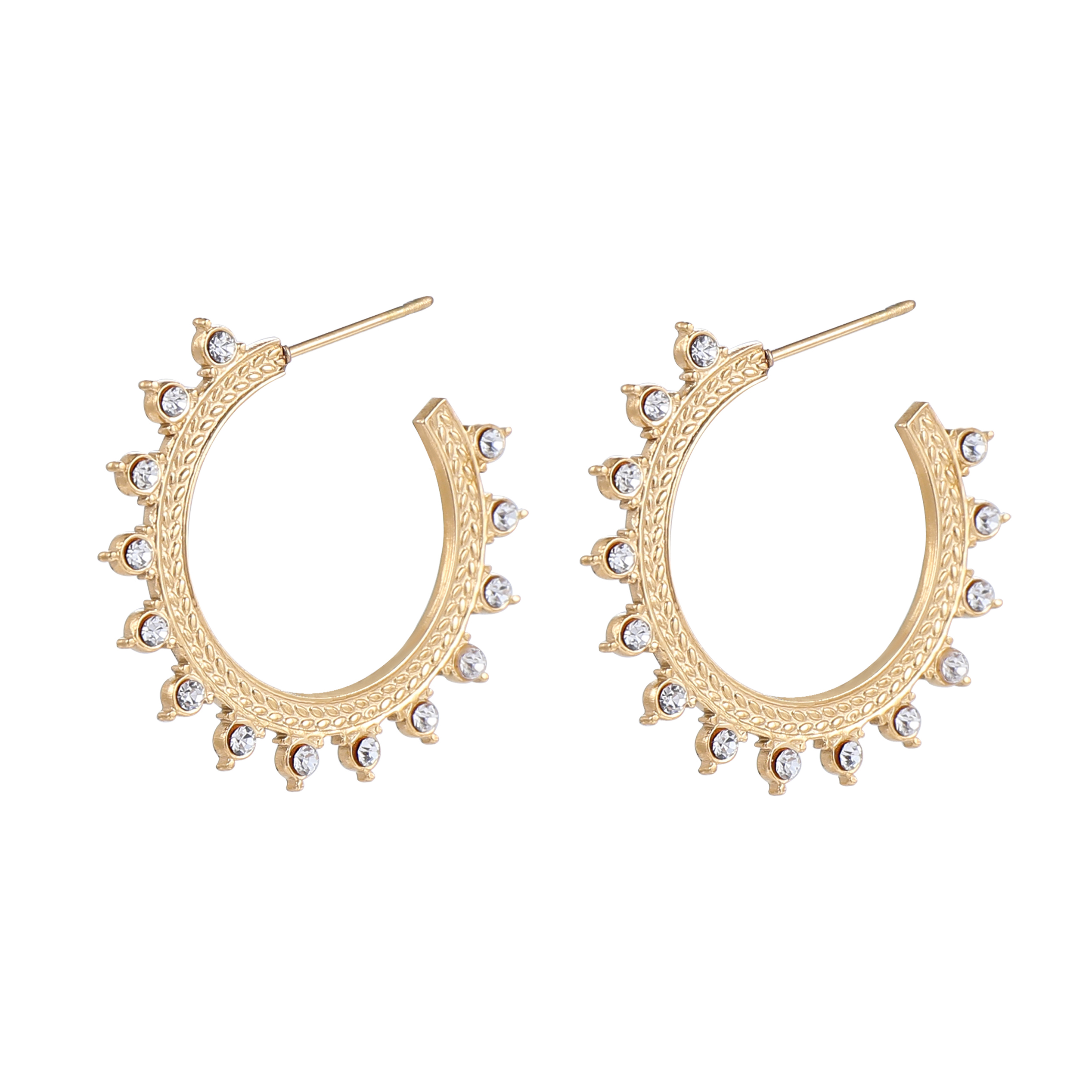 Goldene C-förmiger Creolen mit Zirkon