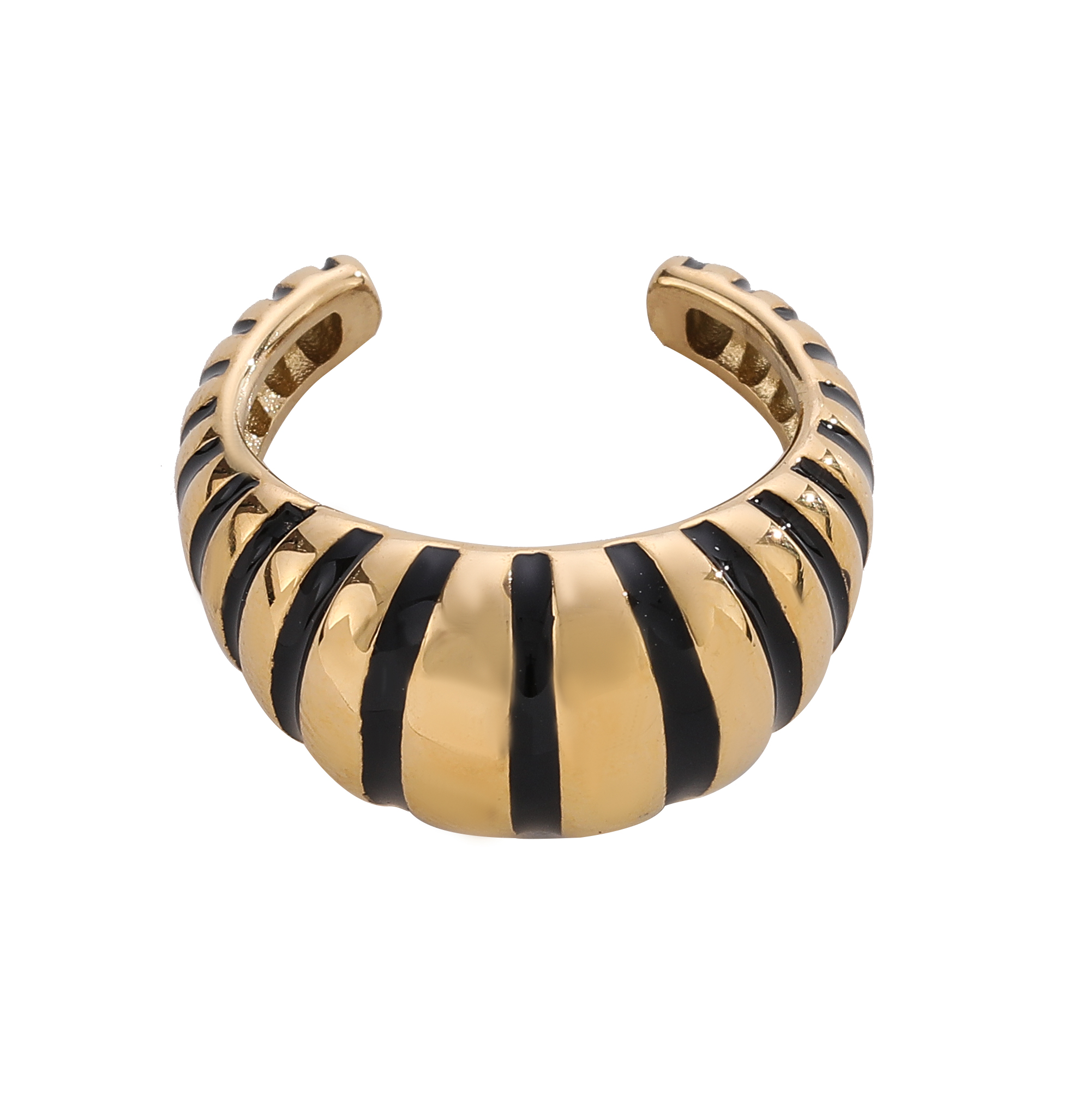 Gold/schwarzer offener Ring aus Edelstahl