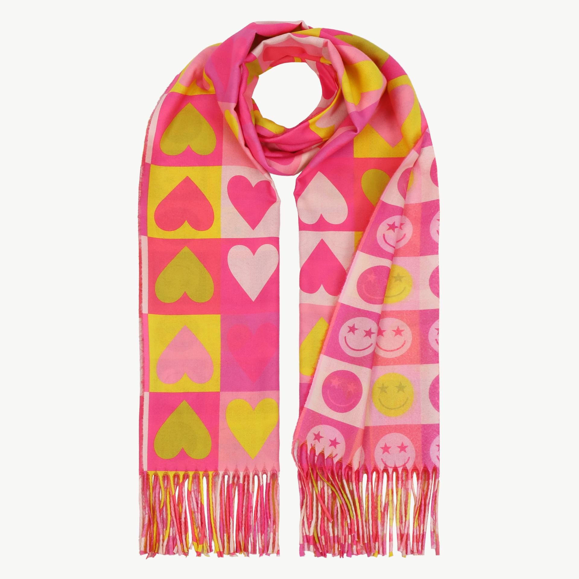 Schal mit Herz und Smiley-Muster 