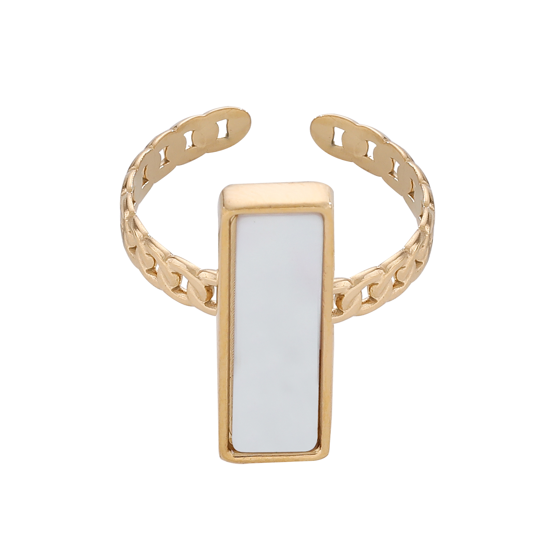 Offener Edelstahlring Perlmutt