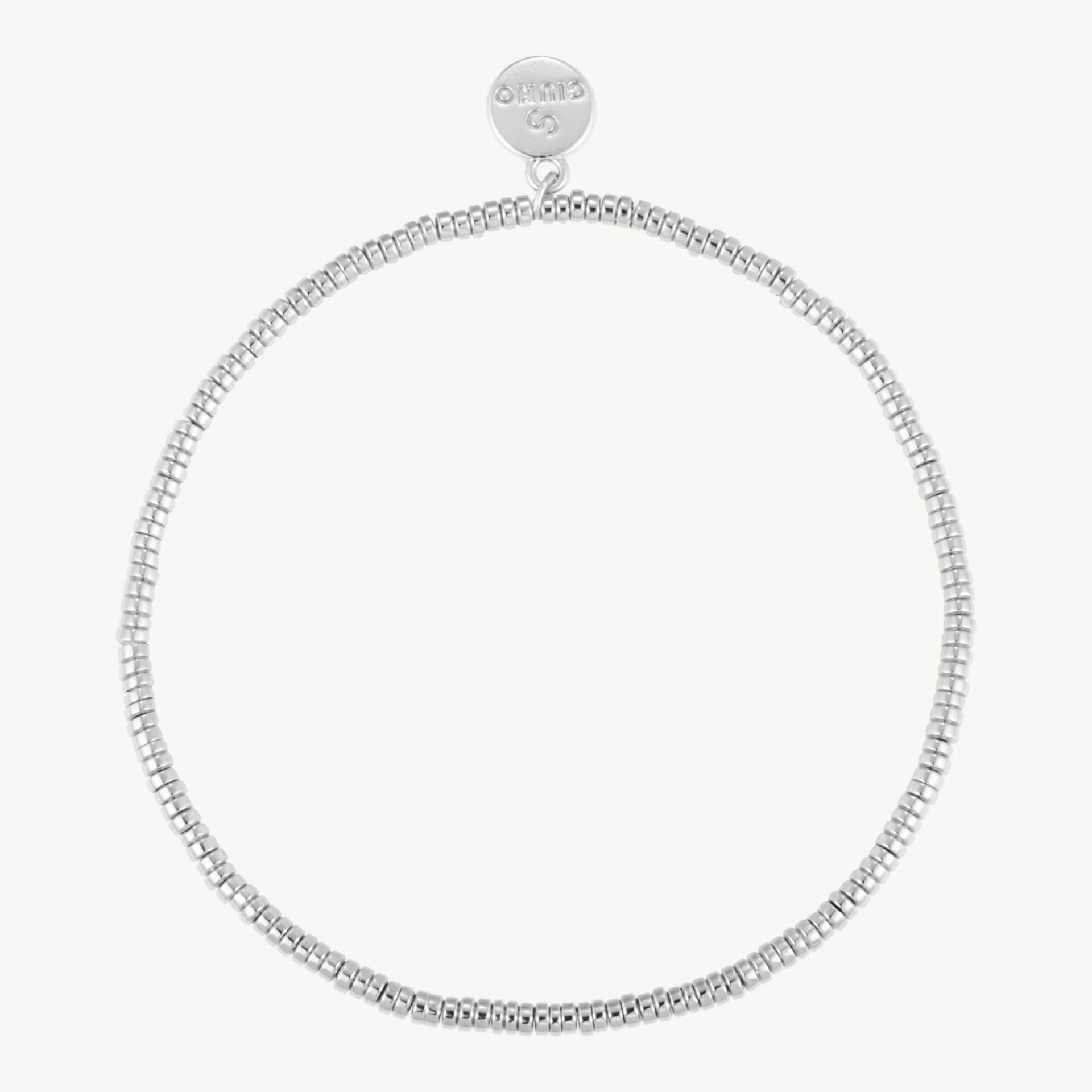 Giuno Ein elastisches Armband, das mit schwarzen Gallensteinperlen bespannt ist mattes
